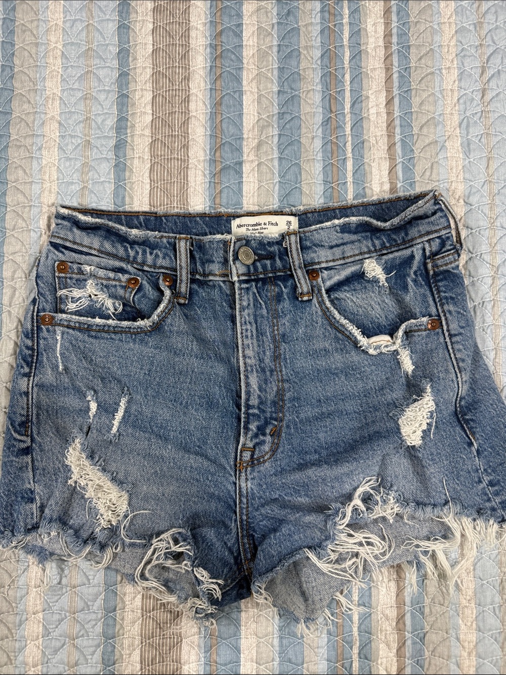 Abercrombie & Fitch Distressed Denim Cutoff Shorts - Light Blue